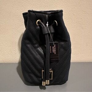 Victoria's Secret Black Drawstring Bag Wristlet Travel Pouch